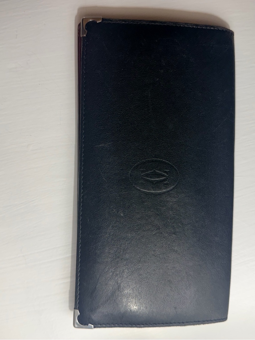 Vintage Must de Cartier Paris Long International Wallet Black Burgundy Leather